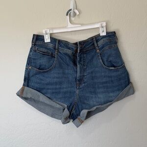 Pilcro Medium Blue Rolled-Hem Denim Shorts